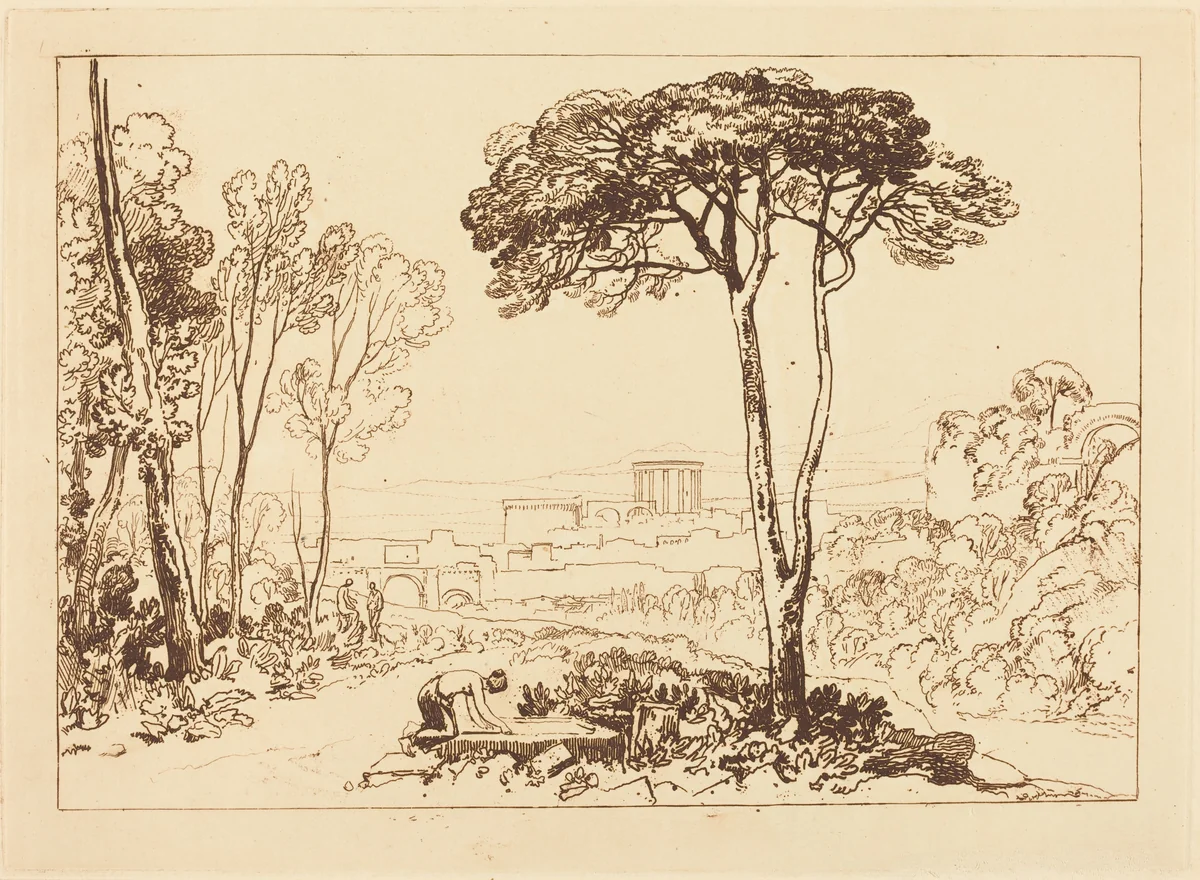 Scene in the Campagna by Joseph Turner, print, 1812