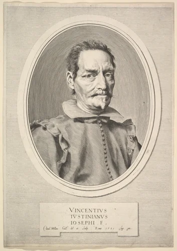 Portrait of Vicenzo Giustiniani by Claude Mellan, print, 1631