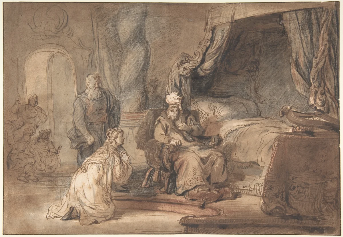 David's Promise to Bathsheba by Gerbrand van den Eeckhout, drawing, 1642-1643