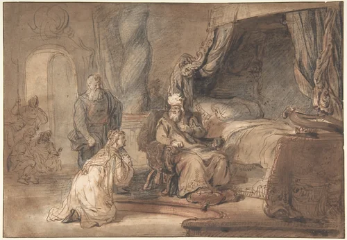 David's Promise to Bathsheba by Gerbrand van den Eeckhout, drawing, 1642-1643