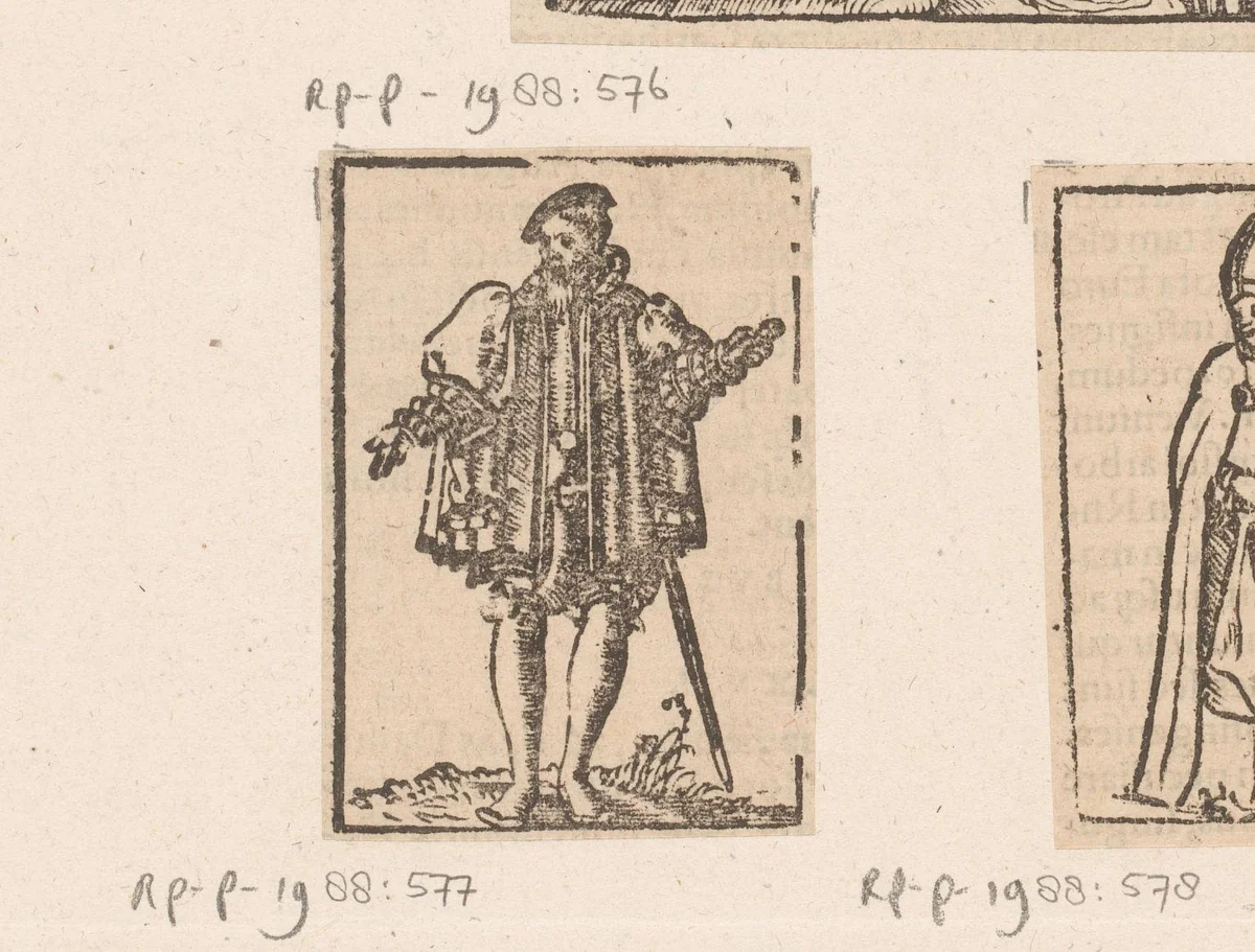 Staande man by anonymous, print, 1500-1599
