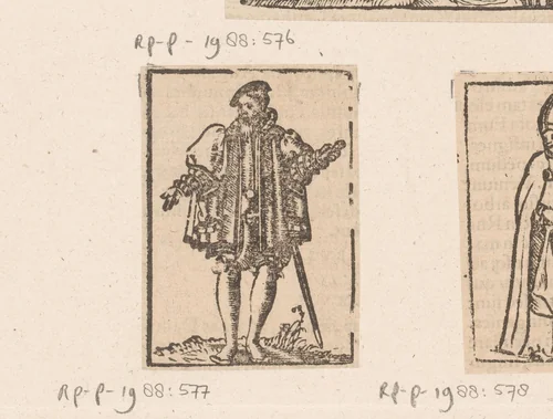 Staande man by anonymous, print, 1500-1599