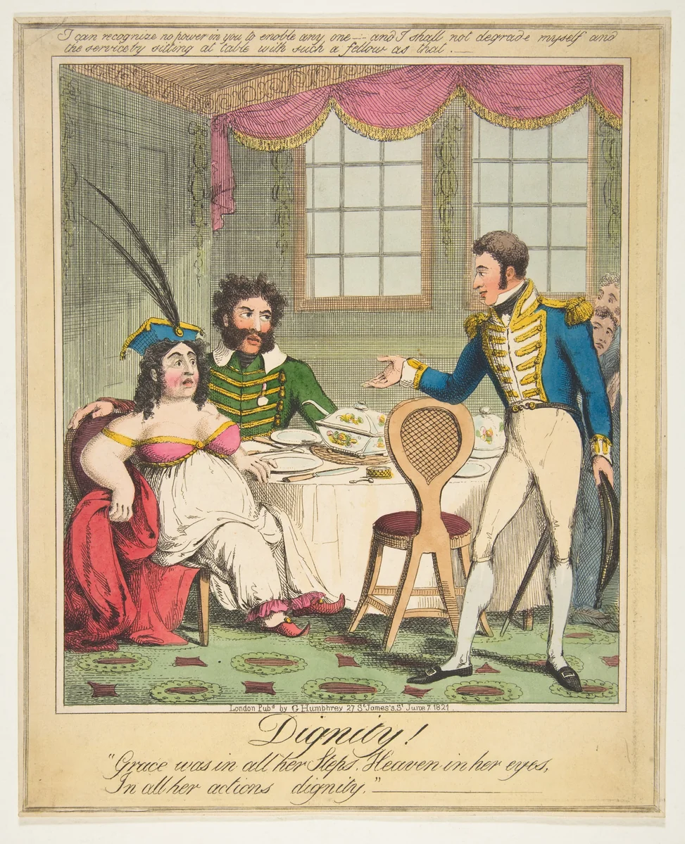 Dignity! - "Grace was in all her Steps. Heaven in her eyes, In all her actions dignity" by Theodore Lane, print, 1821