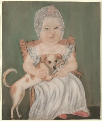 Child with Pet Dog by Micah Williams, drawing, 1825