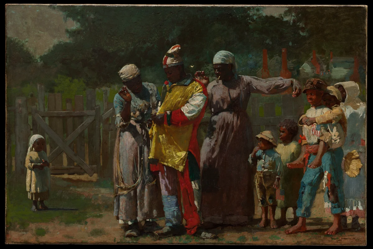 Dressing for the Carnival by Winslow Homer, artwork, 1877