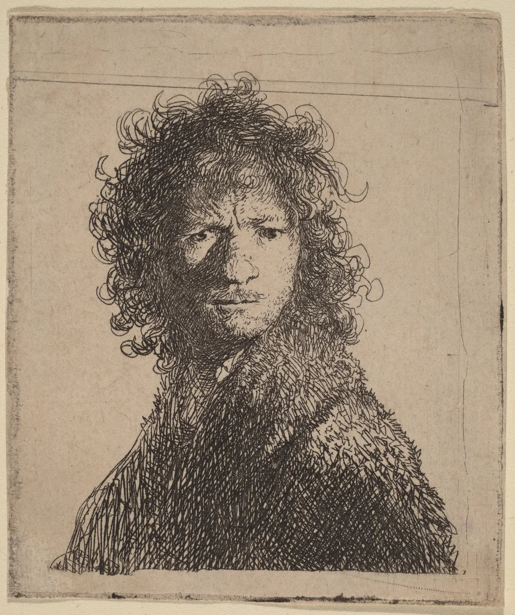 Self-Portrait, Frowning by Rembrandt van Rijn, print, 1630