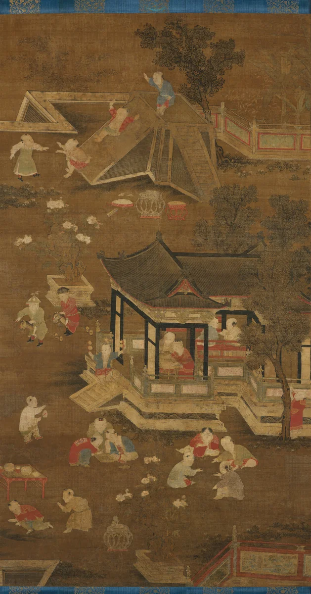 Children playing in the palace garden by Unidentified Artist, painting, 1368-1499