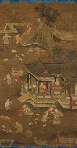 Children playing in the palace garden by Unidentified Artist, painting, 1368-1499