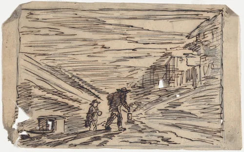 The Search for an Inn by Charles-François Daubigny, drawing, 1862