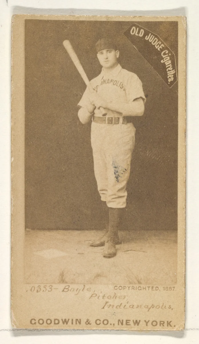 Boyle, Pitcher, Indianapolis, from the Old Judge series (N172) for Old Judge Cigarettes by Goodwin & Company, photograph, 1887
