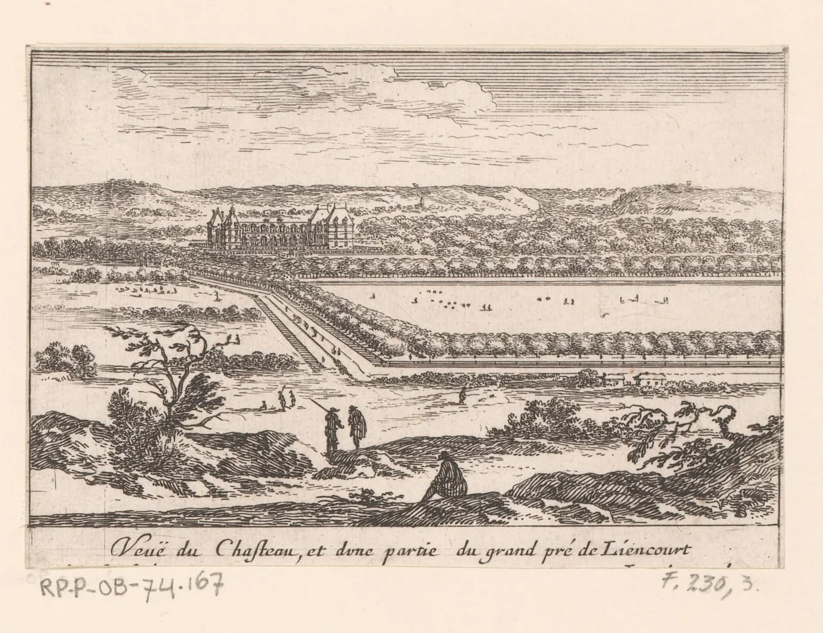 Landschap met kasteel van Rochefoucauld by Israël Silvestre, print, 1631-1661