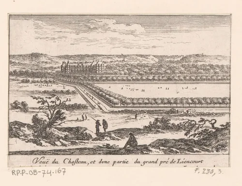 Landschap met kasteel van Rochefoucauld by Israël Silvestre, print, 1631-1661
