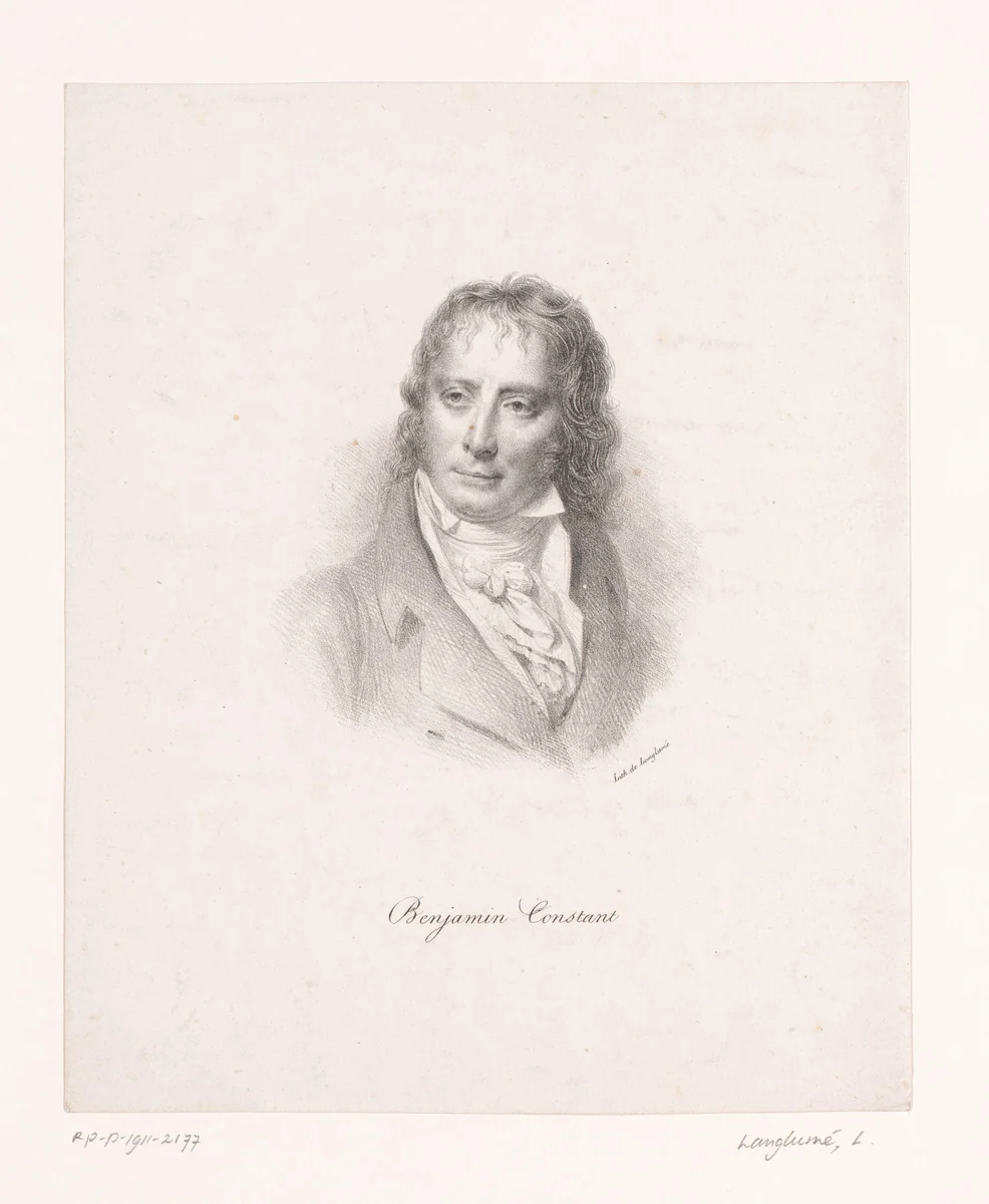 Portret van Benjamin Constant by anonymous, print, 1820-1830