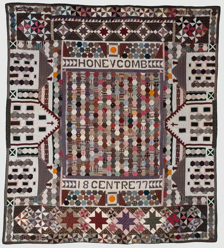 Honeycomb Centre Quilt by Union City, textile, 1877