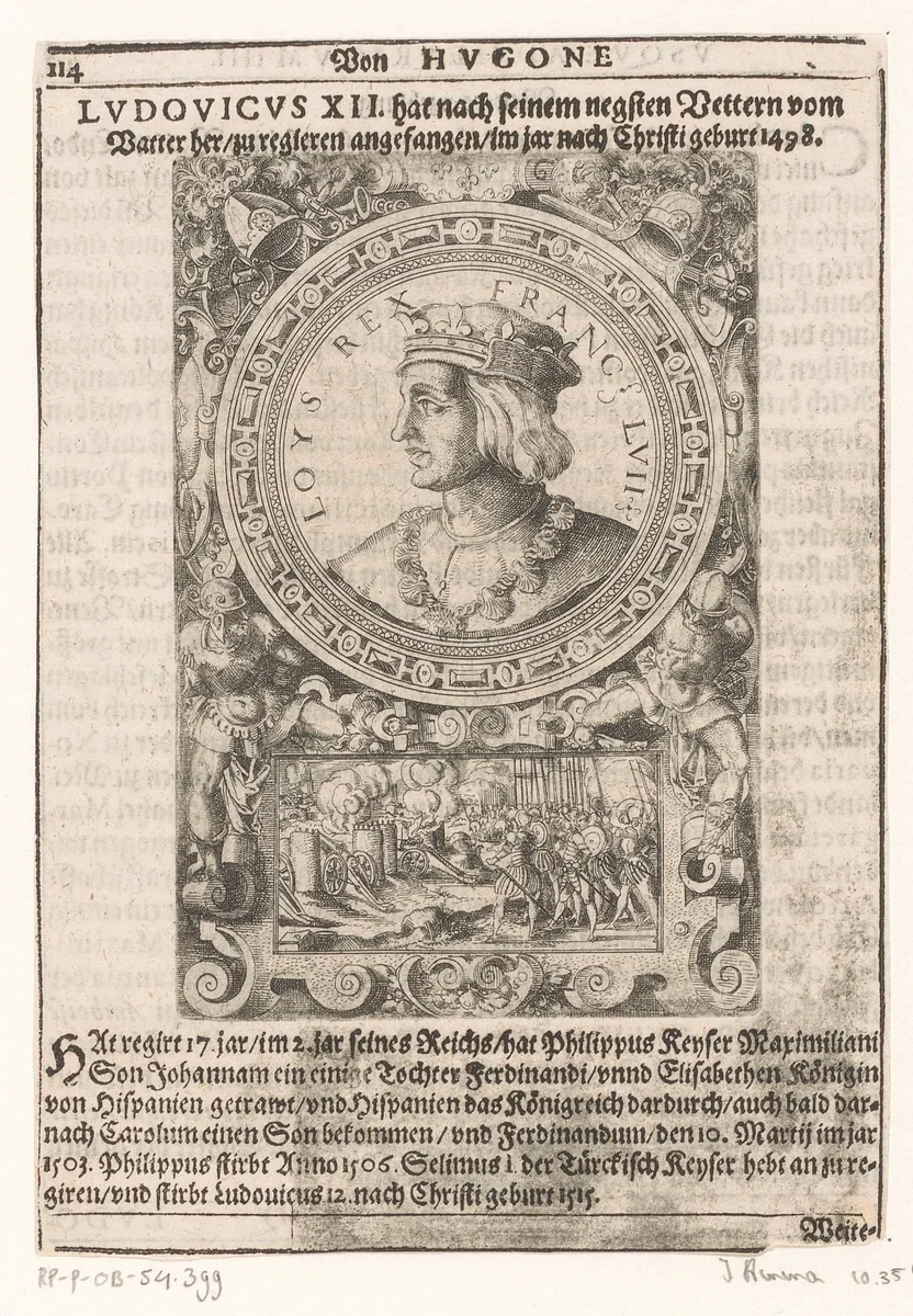 Portret van Lodewijk XII, koning van Frankrijk by Jost Amman, print, 1598