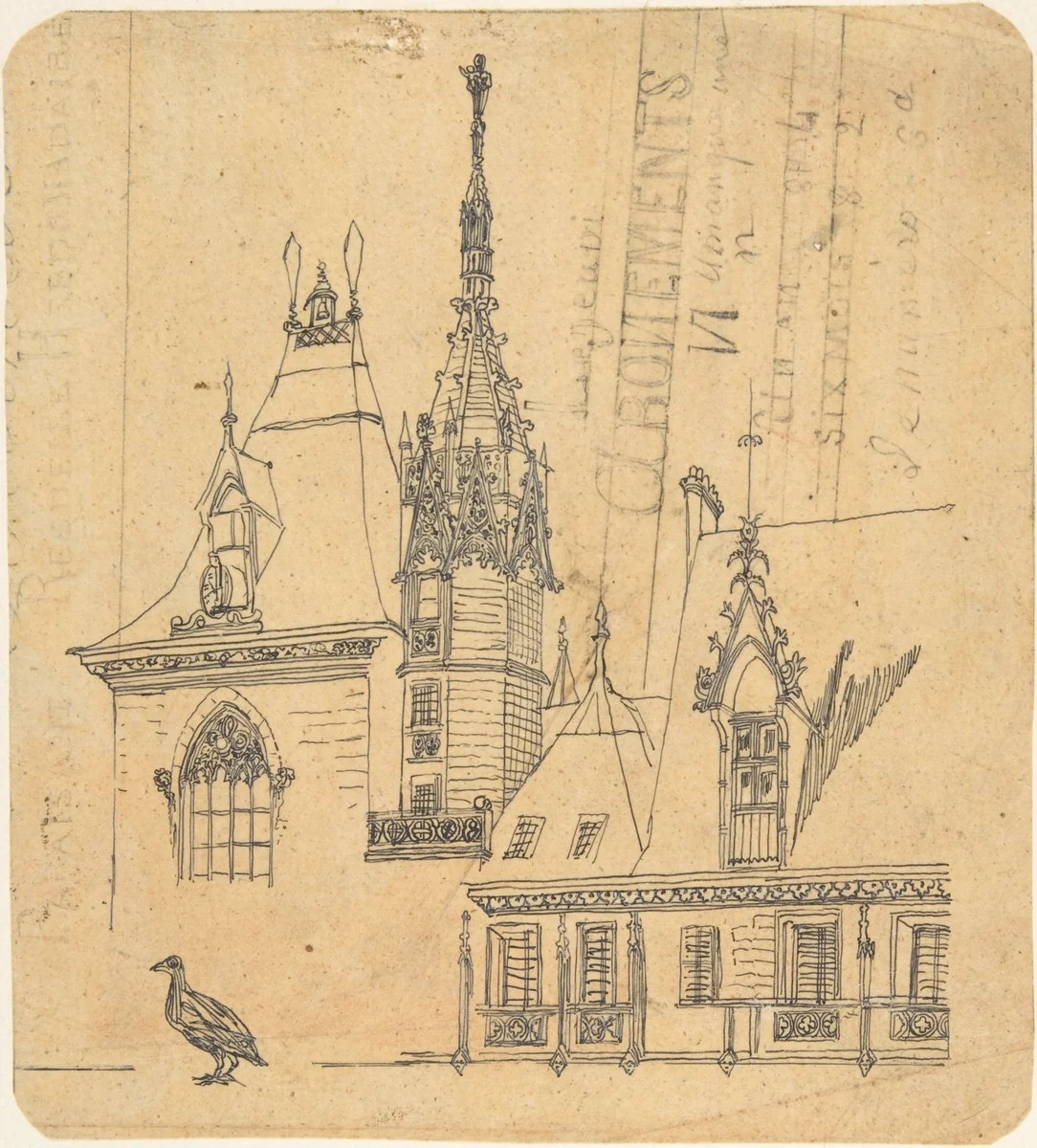 Study of a Château by Rodolphe Bresdin, drawing, 1822-1885