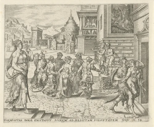 Dina door Sichem overweldigd en verkracht by Unknown, print, 1567-1571