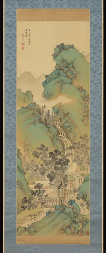 Waterfall in Summer Mountains by Nakabayashi Chikutō (中林竹洞), painting, 1821