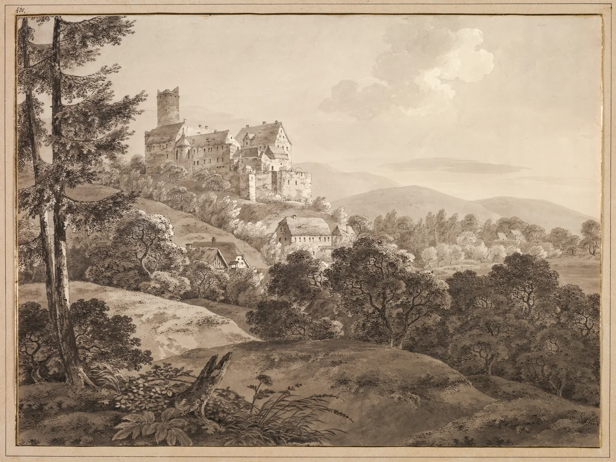 View of the Castle Gnandstein by Adrian Zingg, drawing, 1785-1805