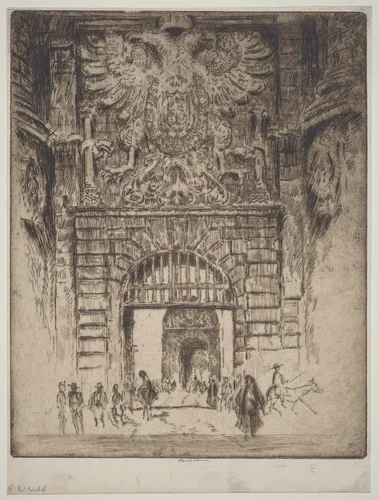 Puerta Visagara, Gate of Madrid, Toledo by Joseph Pennell, print, 1904