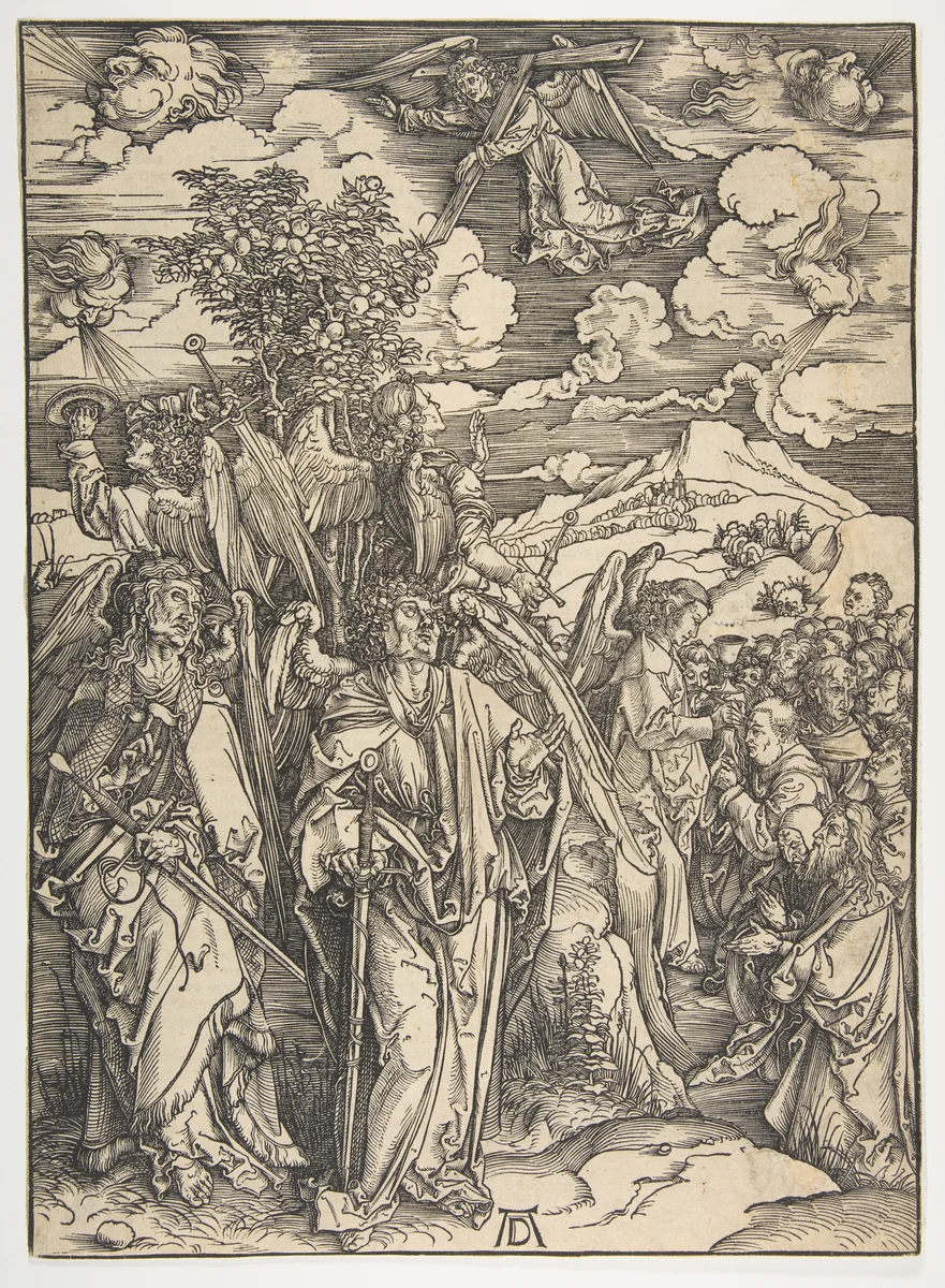 The Four Angels Holding the Winds, from "The Apocalypse", German Edition by Albrecht Dürer, print, 1498