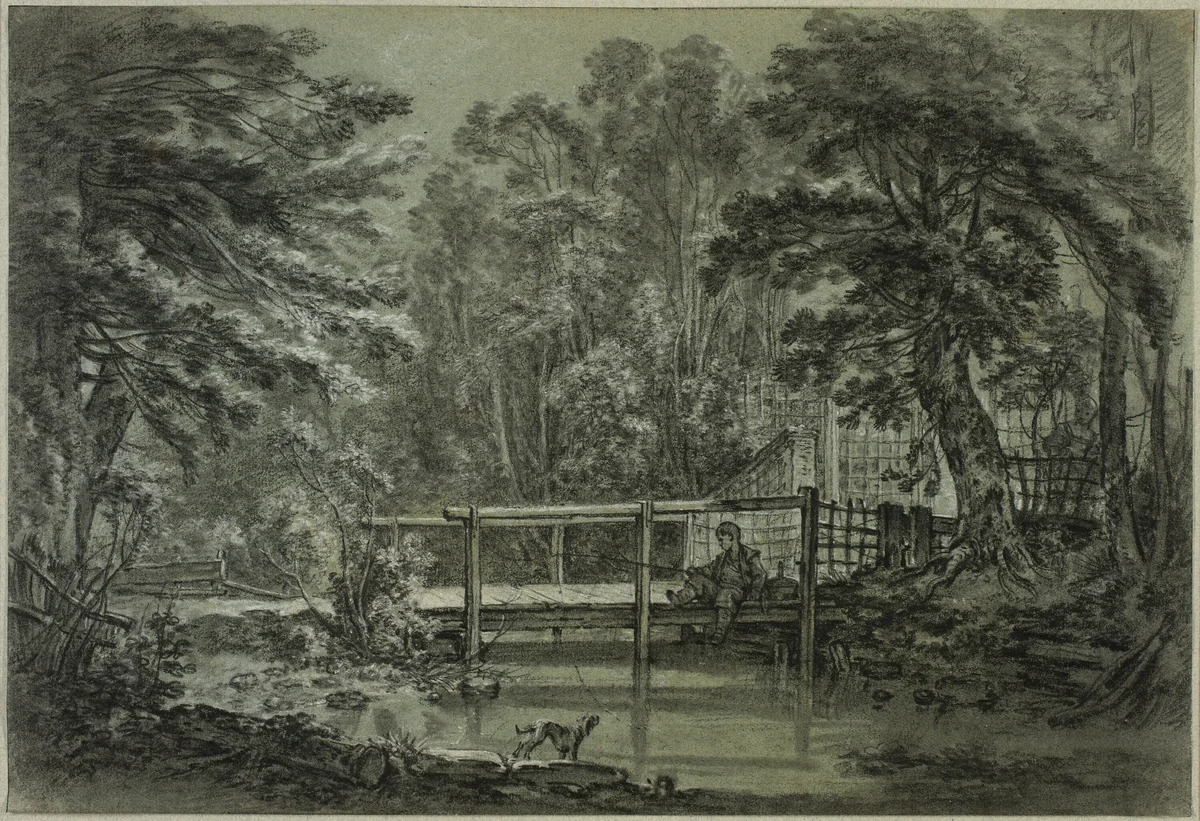 The Fisherboy by François Boucher, drawing, 1725-1770