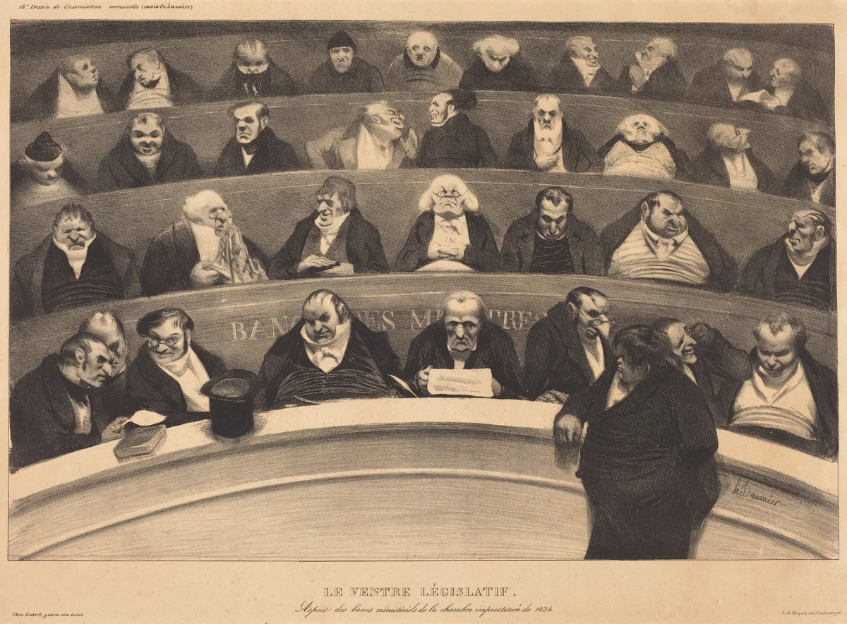 Le Ventre Législatif (The Legislative Belly) by Honoré Daumier, print, 1834