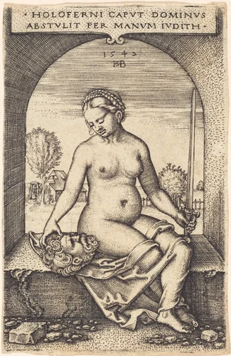 Judith Seated in an Arch by Sebald Beham; Barthel Beham, print, 1547