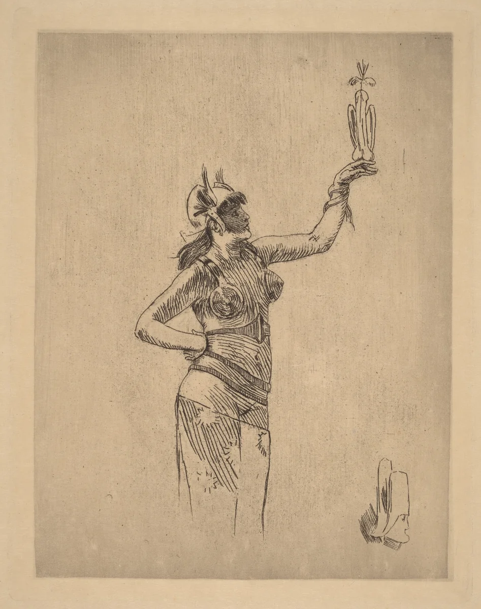 The Falconer (La fauconniere) by Félicien Rops, print, 1833-1898