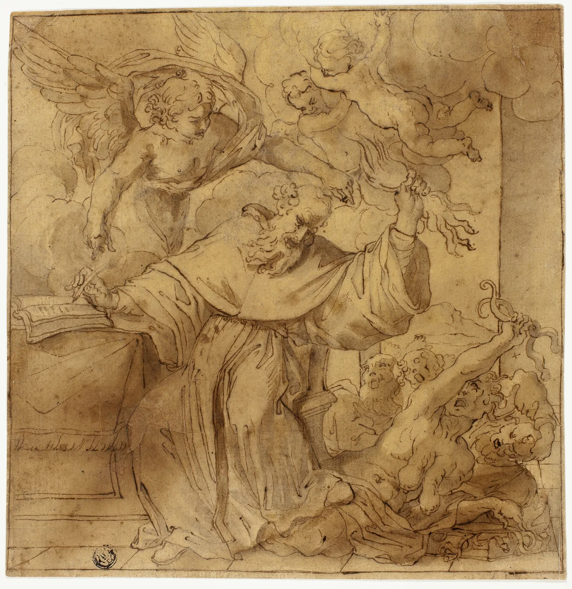 Temptation of Saint Anthony by Lodovico Carracci, drawing, 1550-1699