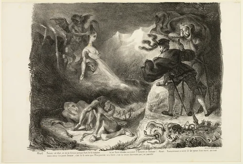 Marguerite's Ghost Appearing to Faust, from Faust by Eugène Delacroix, print, 1828