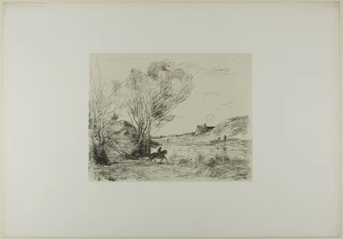 The Rider in the Reeds by Jean-Baptiste-Camille Corot, print, 1871