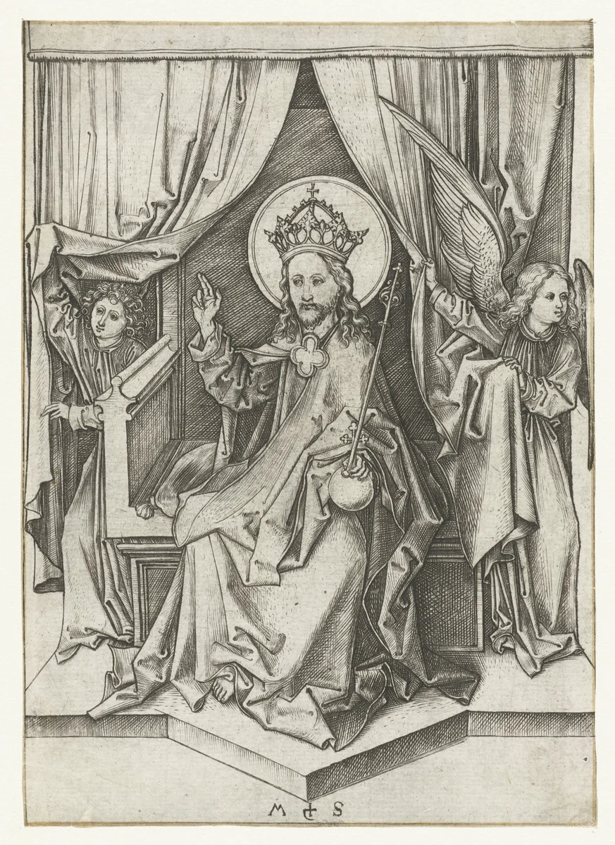 De tronende Christus by Unknown, print, 1470-1491