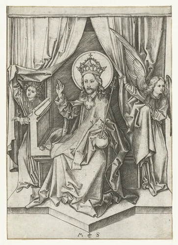 De tronende Christus by Unknown, print, 1470-1491