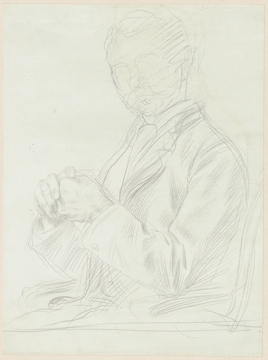 Study for the Portrait of Edward D. Adams by Alphonse Legros, drawing, 1892