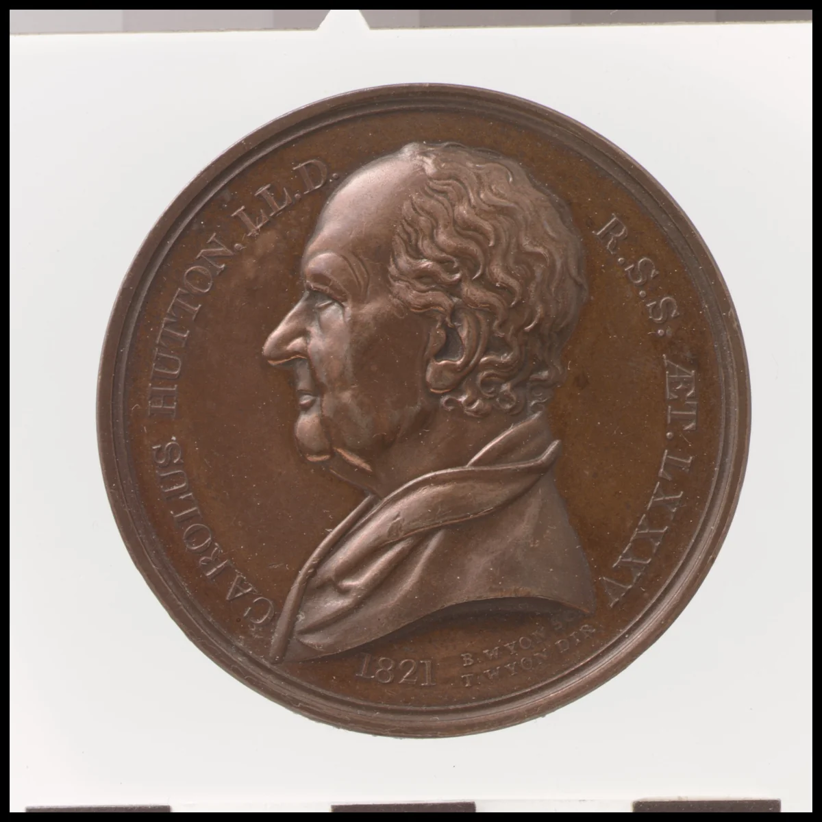 Charles Hutton (1737–1823) by Benjamin Wyatt, metalwork, 1821