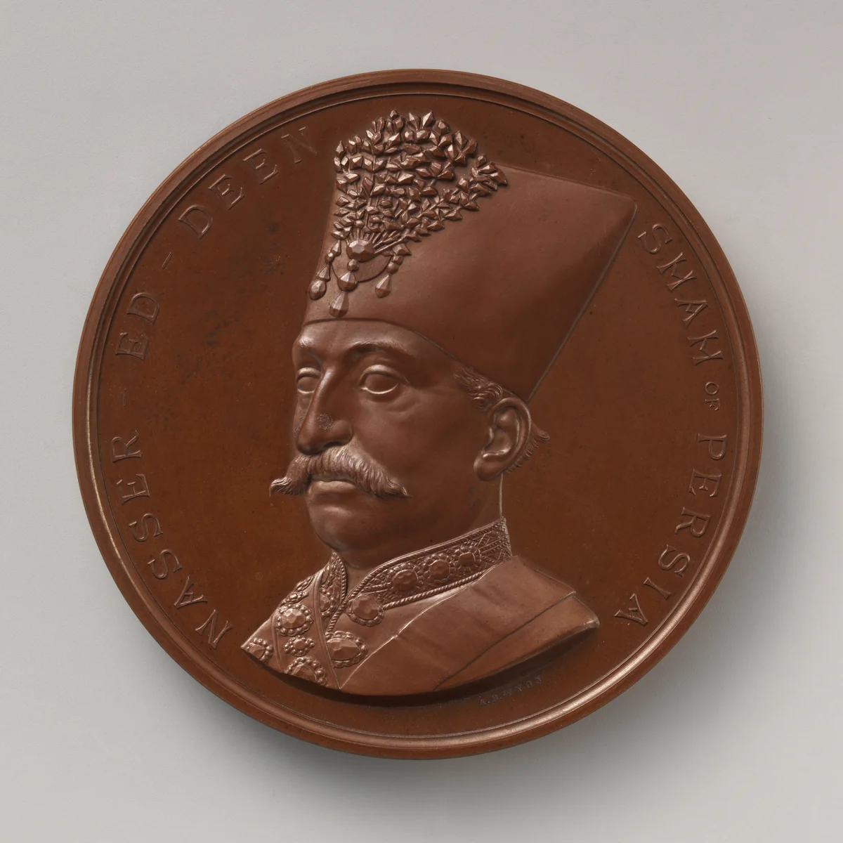In Memory of the Visit of the Shah of Persia to the City of London, June 20, 1873 by Alfred Benjamin Wyon, metalwork, 1873