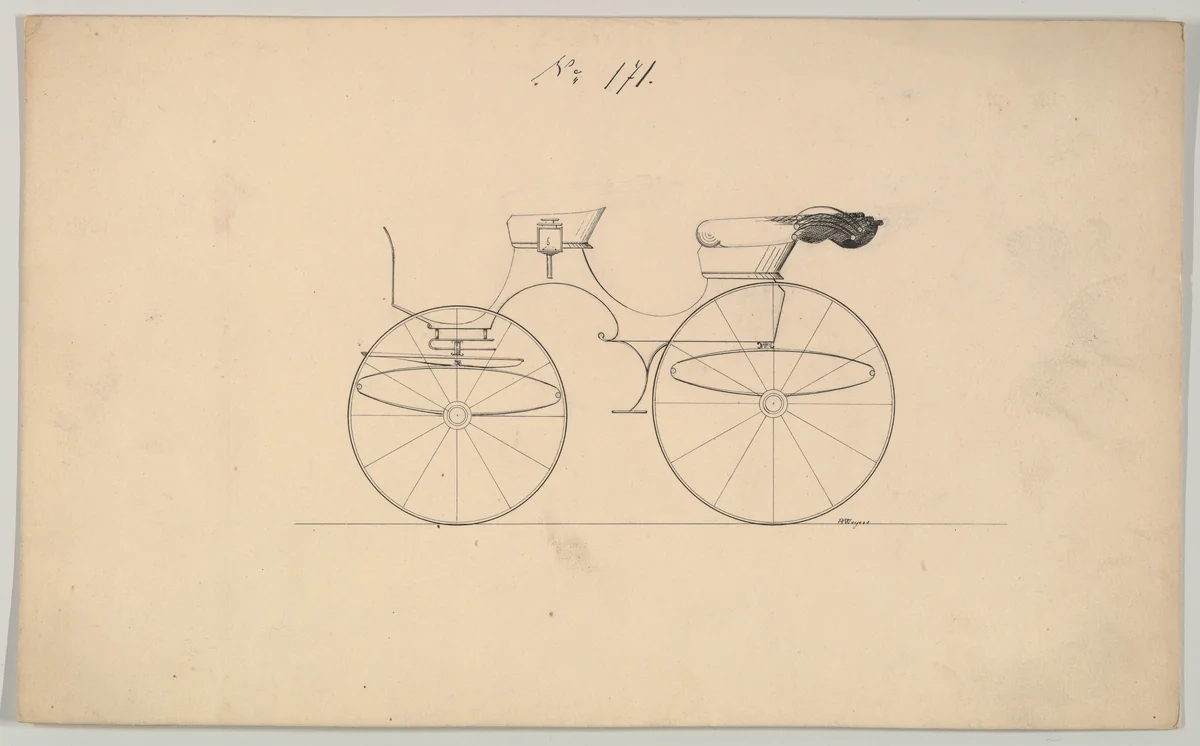 Design for Phaeton, no. 171 by Brewster & Co., drawing, 1850-1874