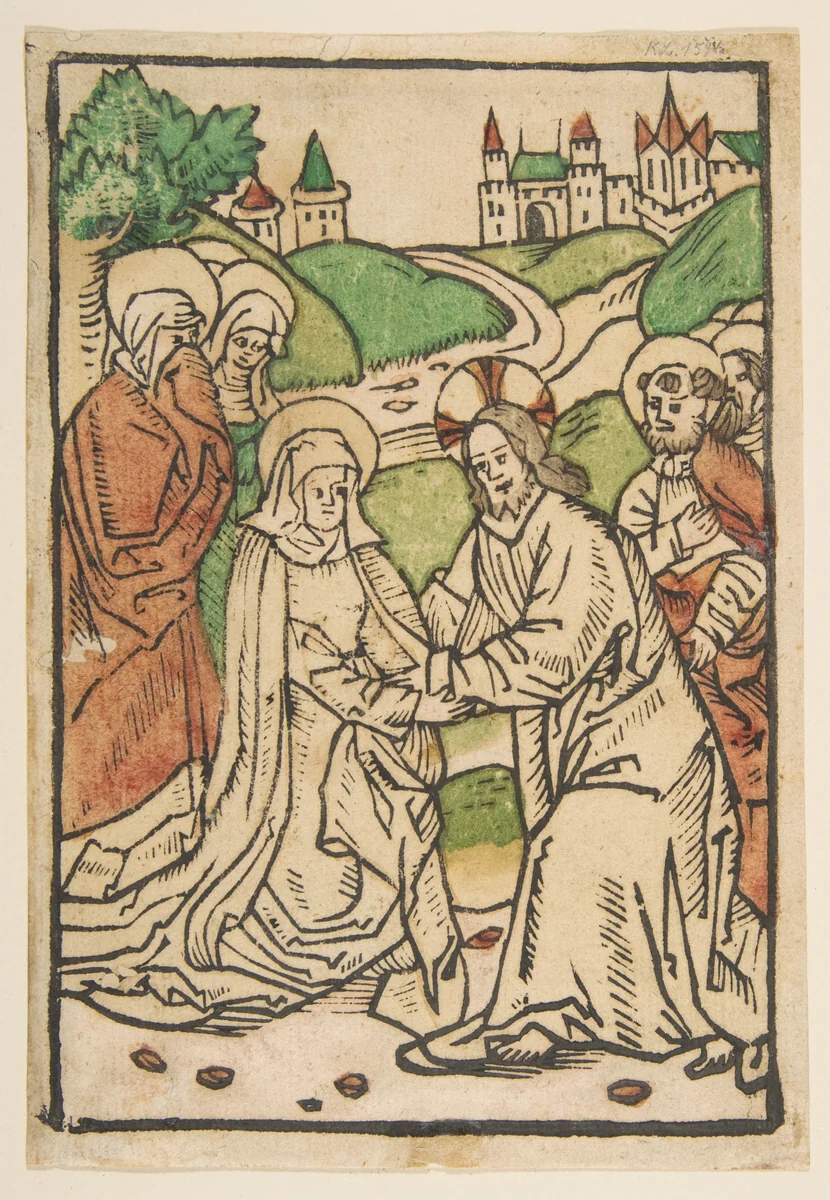 Christ Taking Leave of His Mother by anonymous, print, 1400-1499