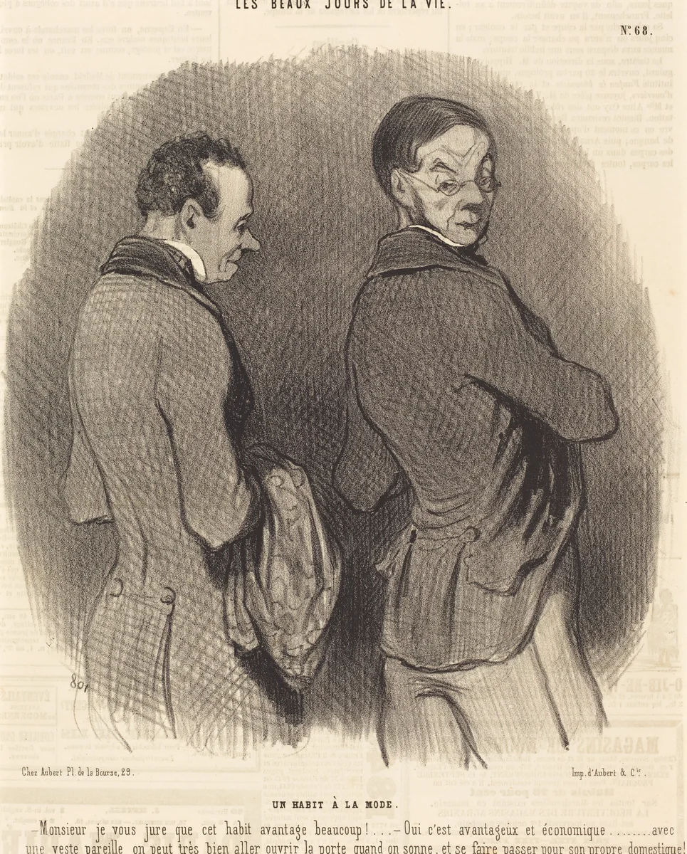 Un Habit a la mode by Honoré Daumier, print, 1845