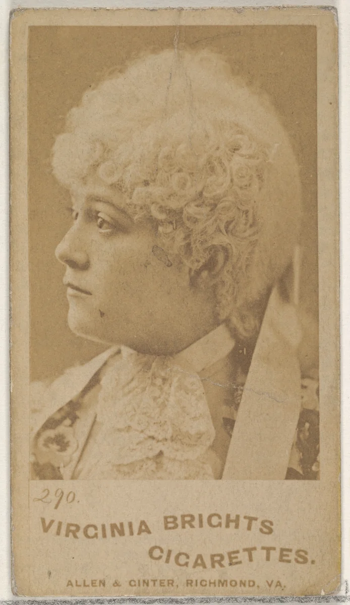 Card 290, from the Actors and Actresses series (N45, Type 4) for Virginia Brights Cigarettes by Allen & Ginter, photograph, 1885-1891