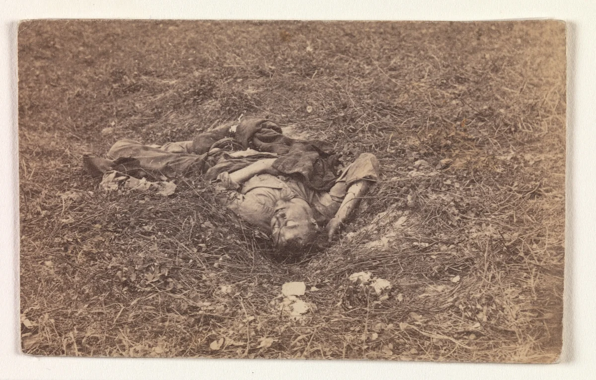 Confederate Soldier [on the Battlefield at Antietam] by Alexander Gardner, photograph, 1862