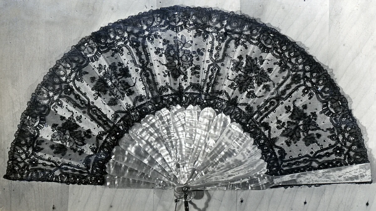 Fan by England, textile, 1870
