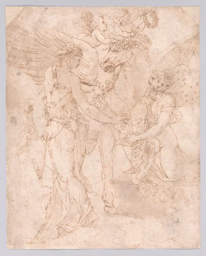 Diana and Hecate by Rosso Fiorentino, drawing, 1500-1599