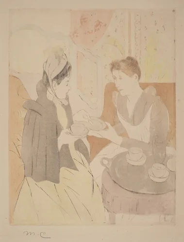 Afternoon Tea Party by Mary Cassatt, print, 1890-1891