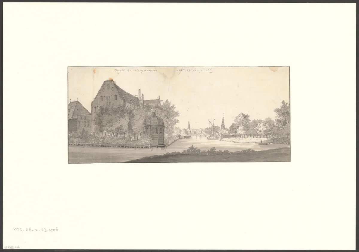 Gezicht op de Plantage Muidergracht by Jan de Beijer, drawing, 1755