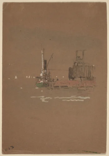 Hudson River Brick Piers by Jasper Francis Cropsey, drawing, 1886