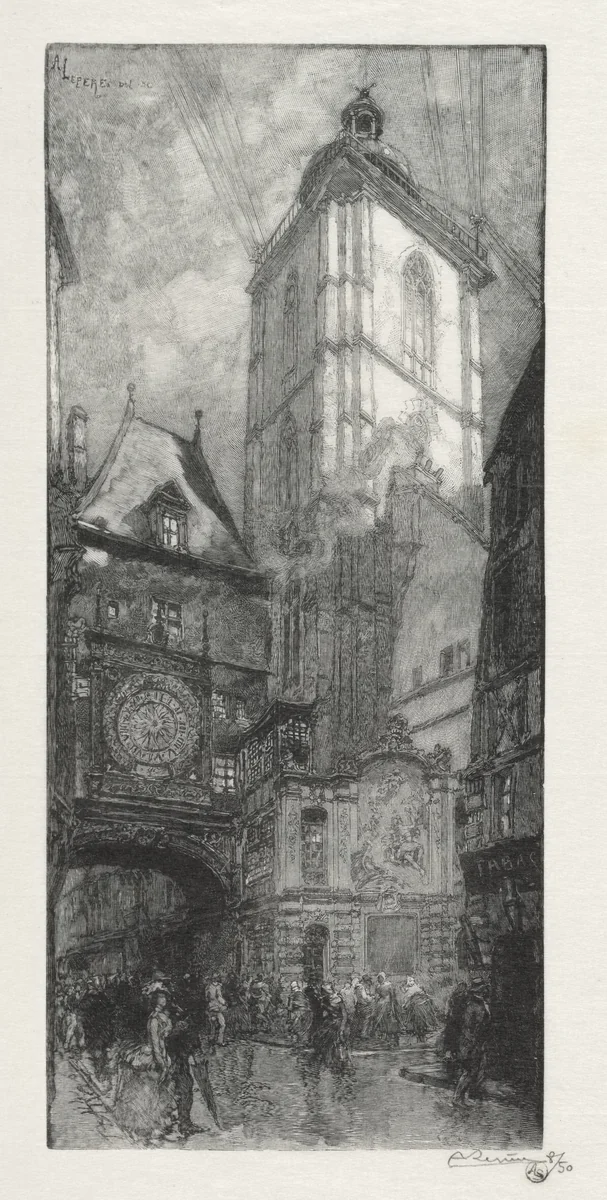 Rouen Illustré: La Gros Horloge by Auguste Louis Lepère, print, 1888