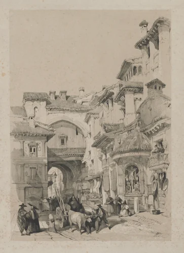 Picturesque Sketches in Spain: Gate of the Vivarrambla, Granada by Thomas Shotter Boys, print, 1837