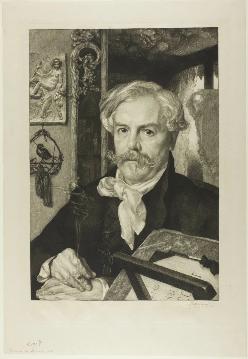 Portrait of Edmond de Goncourt by Felix Bracquemond, print, 1882